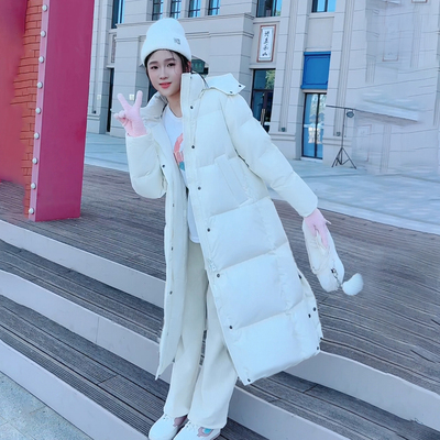 掘鹿女装超长宽松过膝加厚羽绒服