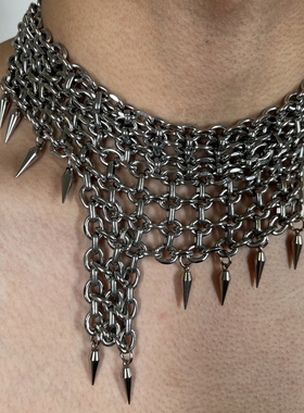 小众设计款铆钉项链多层个性朋克摇滚高街男女同款项链