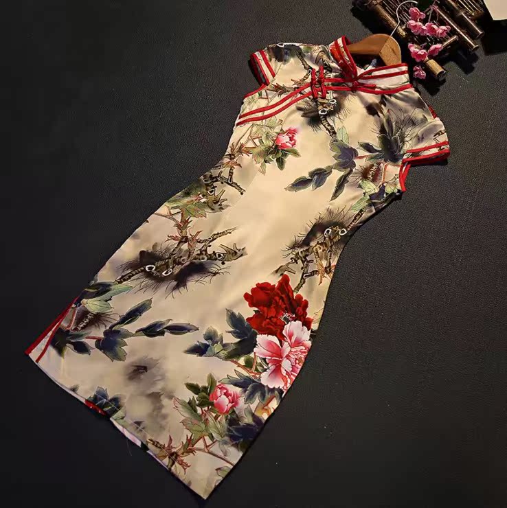 复古改良中国风缎面短款旗袍连衣裙修身显瘦气质日常演出礼服裙夏|ruв категории Женская одежда, Cвадебные платья, ципао - от Buy2taobao.com для оказания профессиональной услуги покупки агента Taobao