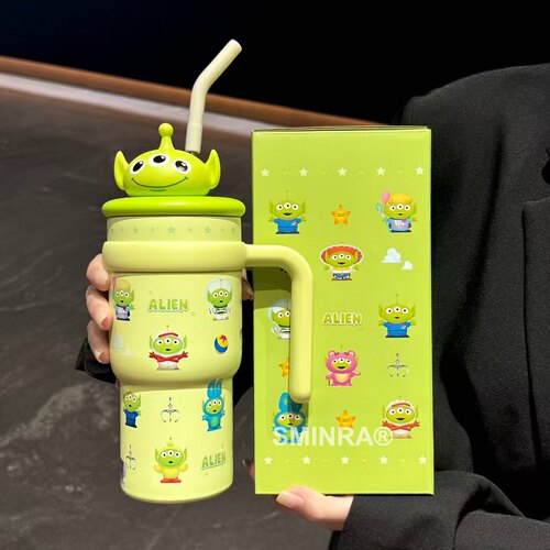 迪士尼三眼仔巴斯光年保温杯高颜值冰霸杯可爱吸管杯情侣闺蜜水杯