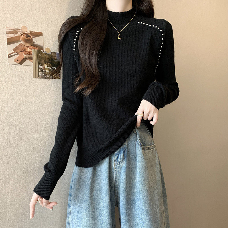 玖月大码女装胖MM秋冬新款时尚重工钉珠半高领打底衫百搭针织上衣,女装/女士精品,大码内搭,淘宝优惠券,粉丝福利购,淘宝优惠卷