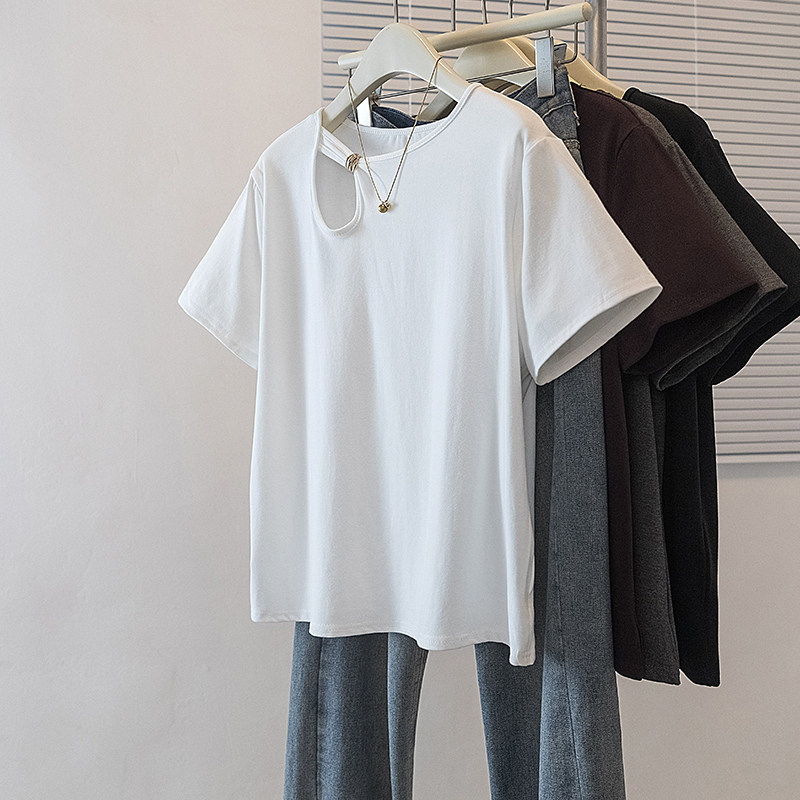 玖月大码女装韩版春季新韩版高级潮流斜扣设计显瘦修身上衣