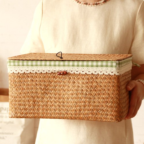 藤编海草编织框竹编收纳筐