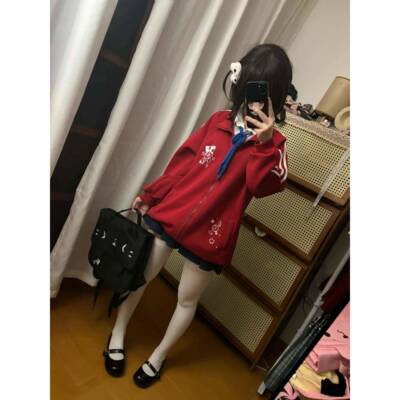 邱邱自制日系动漫感宅宅萌秋立领百搭NRZ季新款长袖感外套