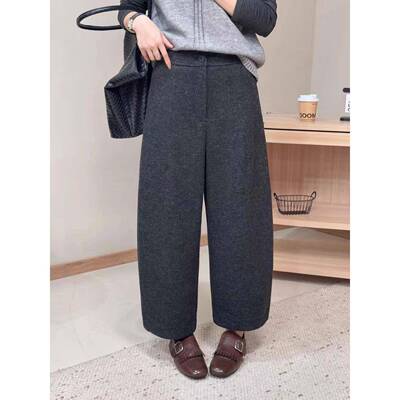 羊绒分奶奶裤九女厚2子SOO025秋季新款小个宽松显瘦加直筒休闲萝