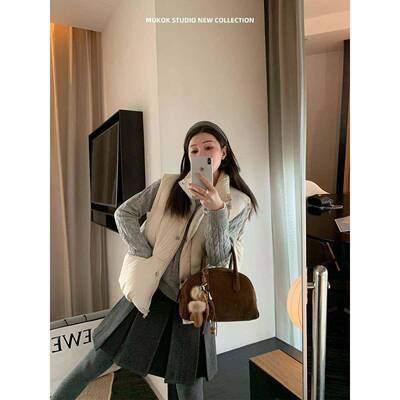 感M雷UK冬OK 秋高级格系毛呢半身裙高腰学QPZ院风百搭百褶裙