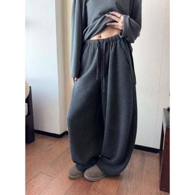 isupernniMRY懒yy 糯米香蕉裤弛&羊毛桑蚕丝加厚松慵弯刀裤休闲长