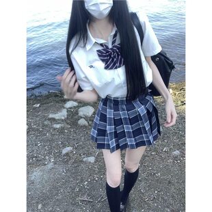 女秋制服日系学院校供感短袖 jk衬衫 角襟衬衣女夏清凉竹 短袖 小竹