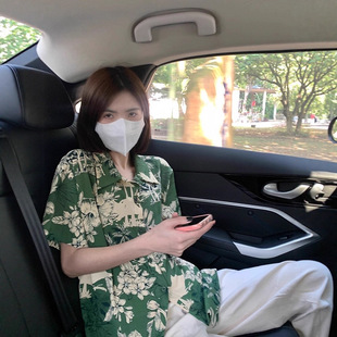 宽松复古设计感 港风酷痞风绿色夏威夷印花衬衫 2025年夏季 新款