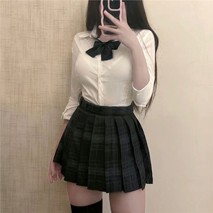 显瘦白色衬衣辣妹套装 学院风设计感小众修身 衬衫 jk制服上衣女长袖