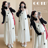 2025夏季 甜美减龄立体蝴蝶吊带裙防晒开衫 新款 时尚 韩版 孕妇装