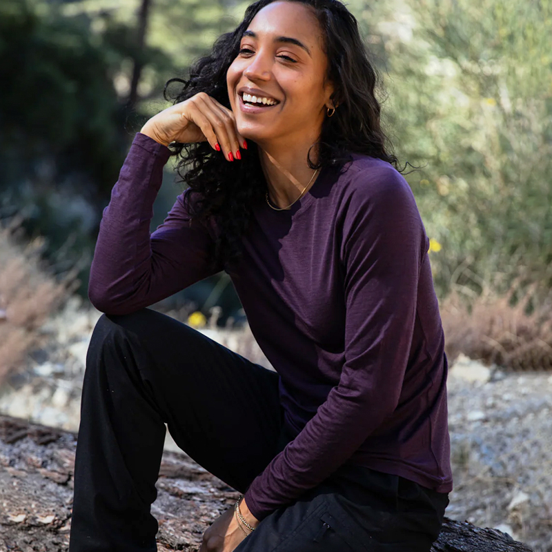 灰壳美利奴羊毛速干衣女打底衫