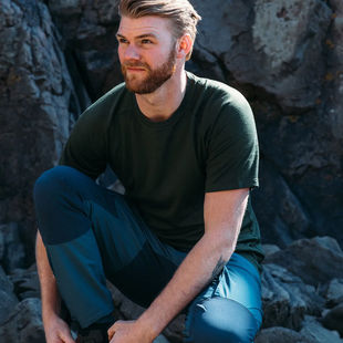 户外运动男100%美利奴羊毛速干衣透气美丽诺短袖 跑步T恤215g 夏季