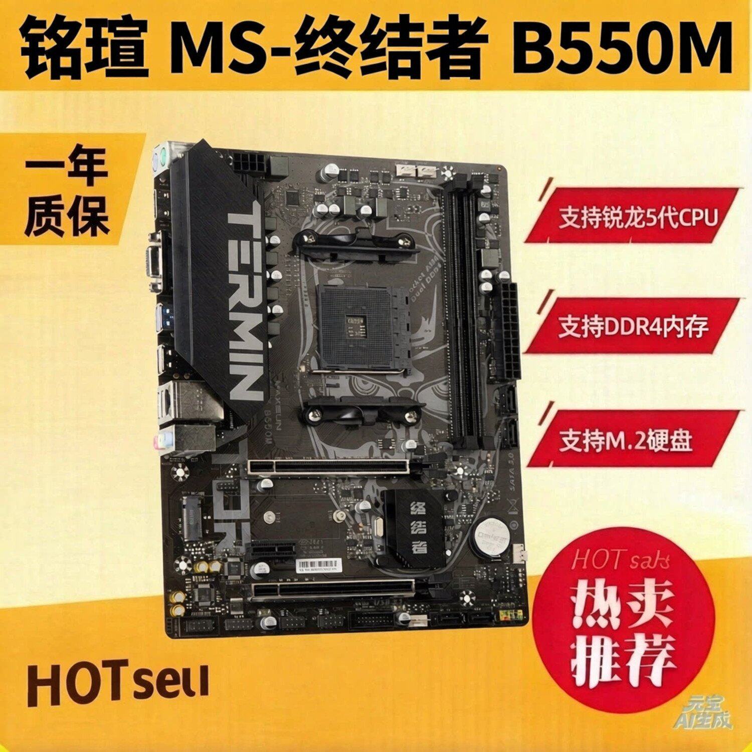 铭瑄 MS-终结者 B550M DDR4内存 支持AM4插槽 M.2内存 VGA+HDMI