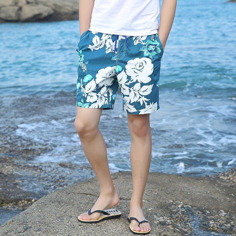 男士夏纯棉沙滩裤男宽松大裤衩男大裤头外穿潮流五分裤子花短裤男