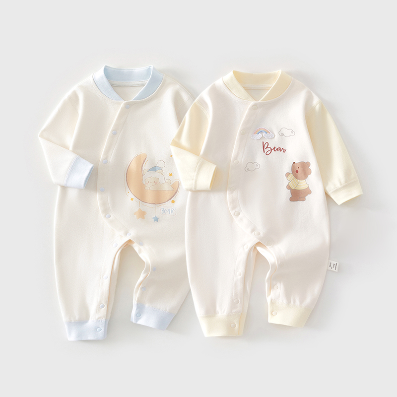 新生婴儿衣服春秋季男女初生宝宝连体衣A类纯棉长袖无骨哈衣爬服