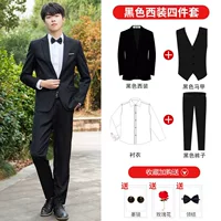 Черная рубашка, жилет, штаны, галстук-бабочка, солнцезащитные очки