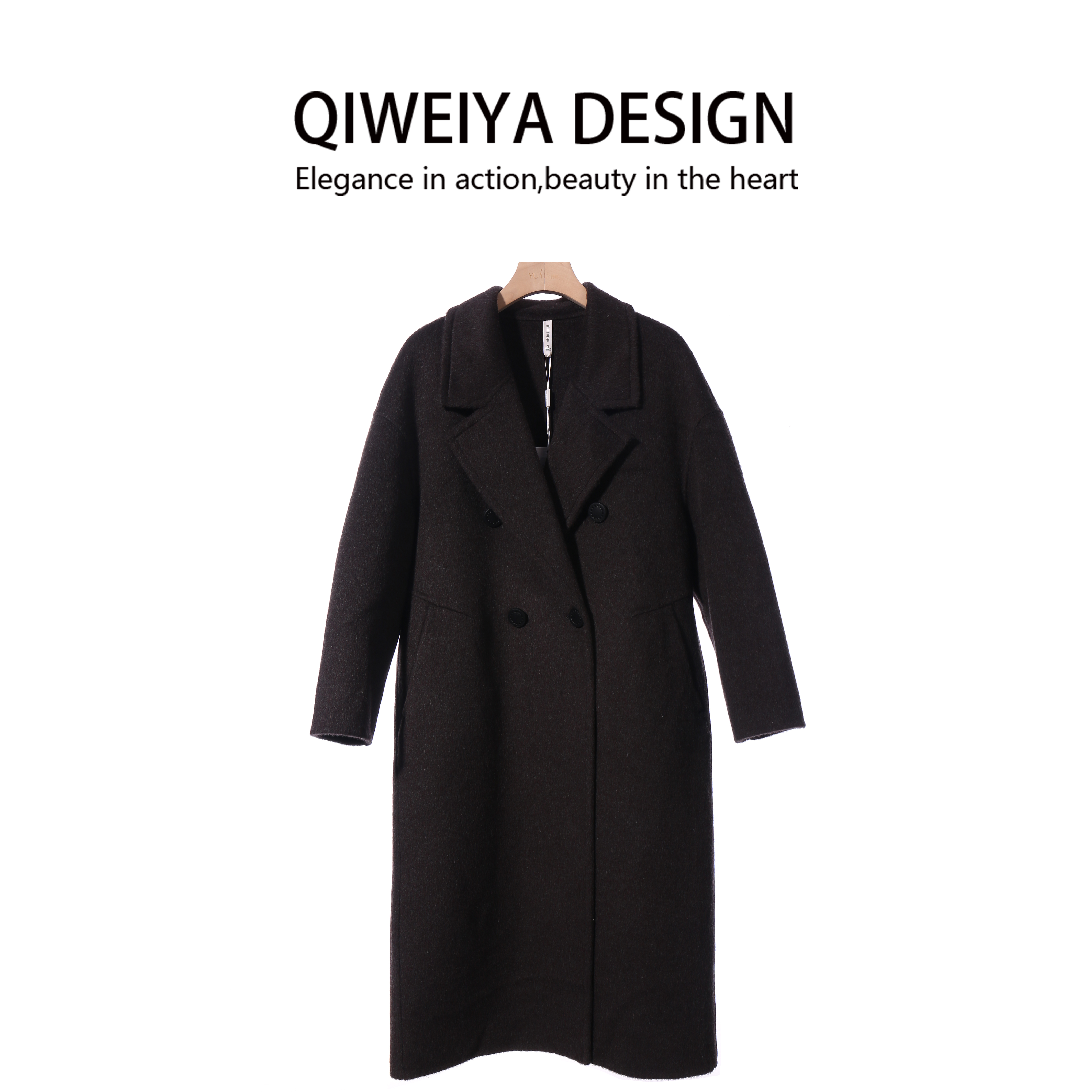 2025新款双面羊绒大衣女中长款高端呢子羊毛赫本外套