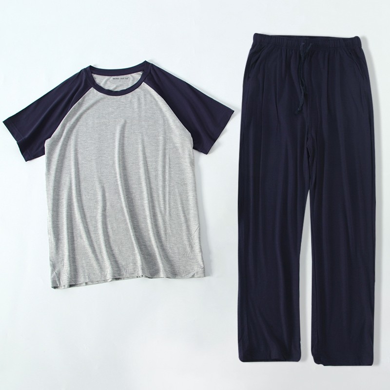 睡衣男士夏季薄款宽松休闲弹力莫代尔短袖长裤圆领套头家居服套装,女士内衣/男士内衣/家居服,睡衣/家居服套装,淘宝优惠券,粉丝福利购,淘宝优惠卷