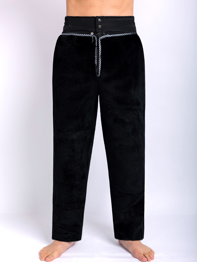 렉스 토끼 모피 원피스 가죽 바지 남성 벨벳 두꺼운 중년 및 노인 대형 가죽 코튼 바지 깊은 따뜻한 바지