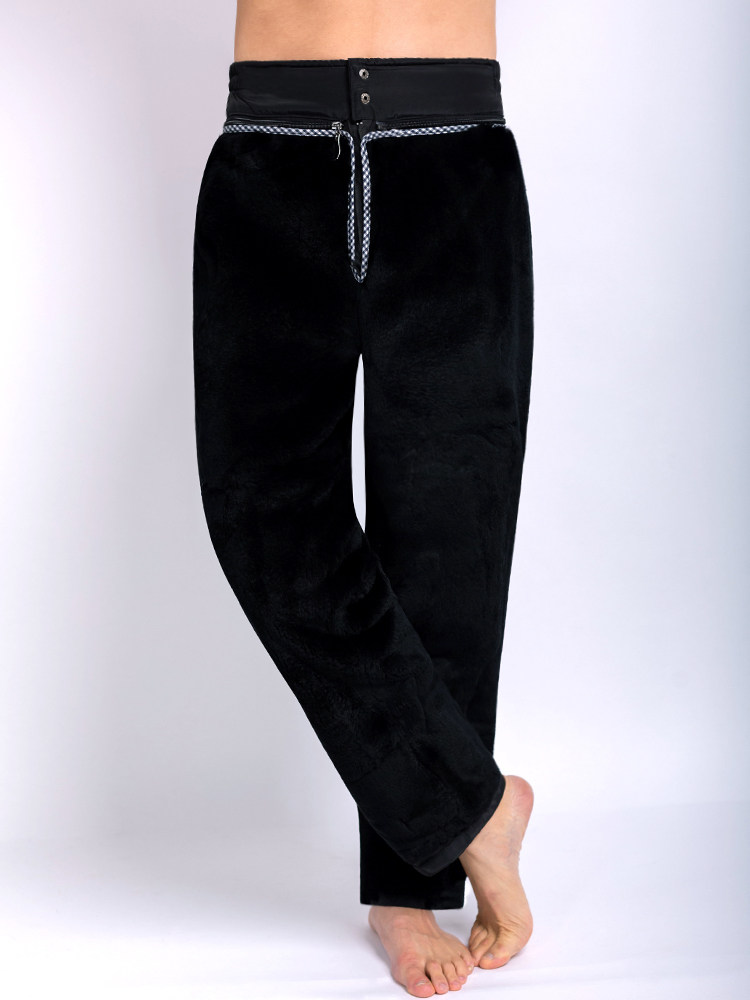 렉스 토끼 모피 원피스 가죽 바지 남성 벨벳 두꺼운 중년 및 노인 대형 가죽 코튼 바지 깊은 따뜻한 바지