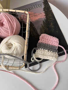 超粗5mm慕斯空心线冬季新手围巾线建议棒针6-8mm钩针6mm手混线