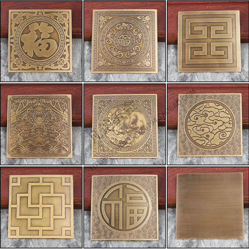 中式黄铜雕刻装饰片回纹祥云壁画