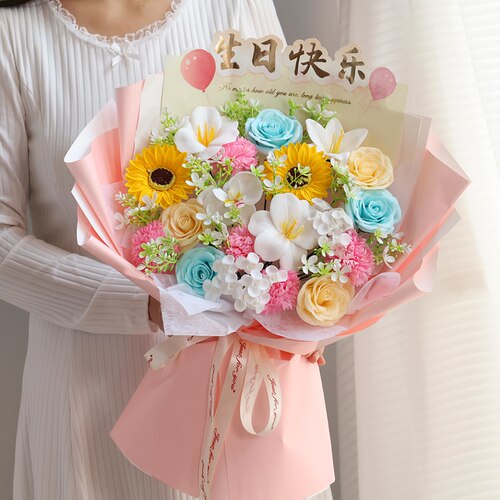 永生多巴胺花束送妈妈生日礼物