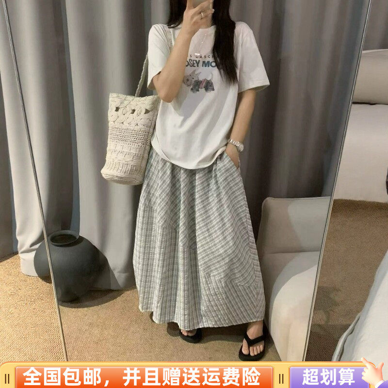 2026夏季新品韩版宽松显瘦短袖T恤加半身裙长裙两件套套装女时尚