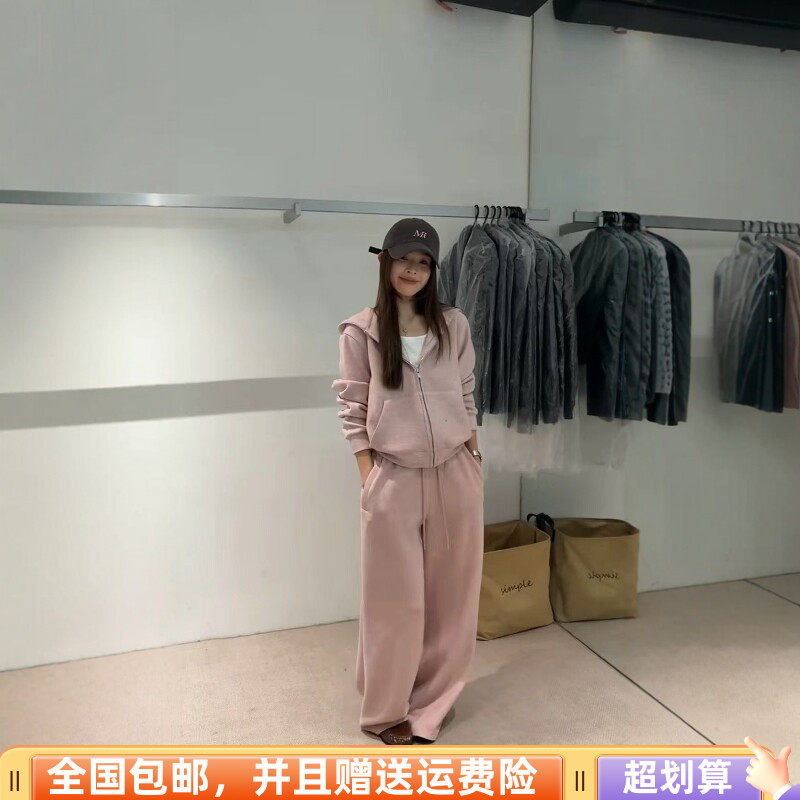 秋季加绒拉链卫衣卫裤两件套女