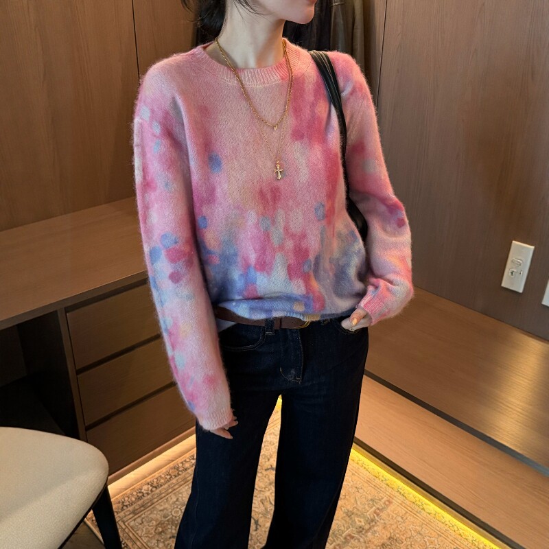 秋季韩版羊毛撞色显瘦套头毛衣女