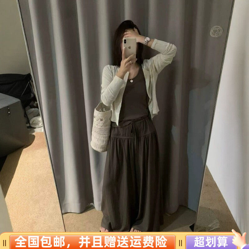 2026夏季新品韩版宽松显瘦背心加阔腿裤加开衫三件套套装时尚女潮