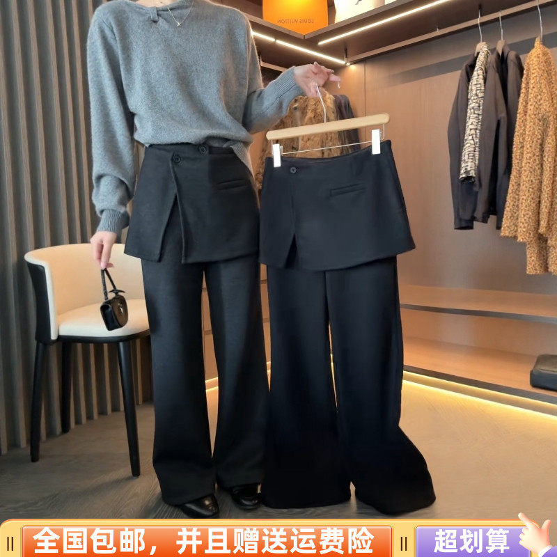 2025冬季新款韩版宽松显瘦休闲裤加绒加厚喇叭裤搭配屁帘设计女潮