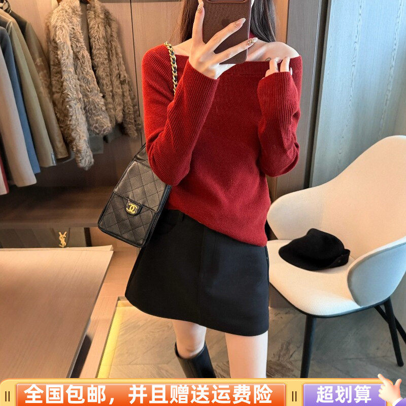 冬季韩版显瘦羊毛挂脖打底毛衣女