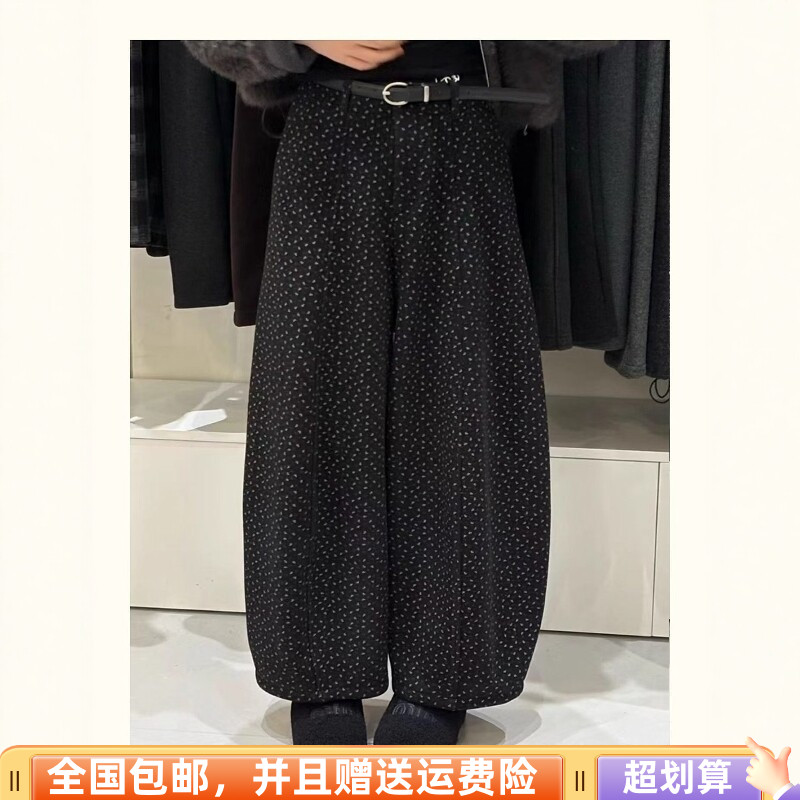 秋季毛呢波点九分休闲裤显瘦减龄