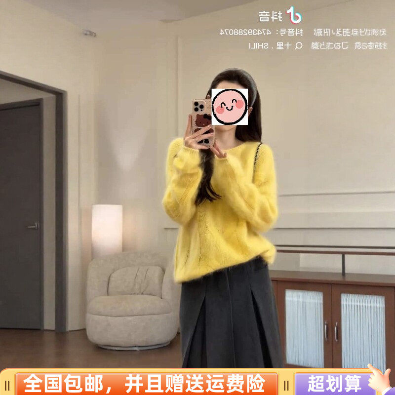 秋季宽松显瘦慵懒麻花套头毛衣女