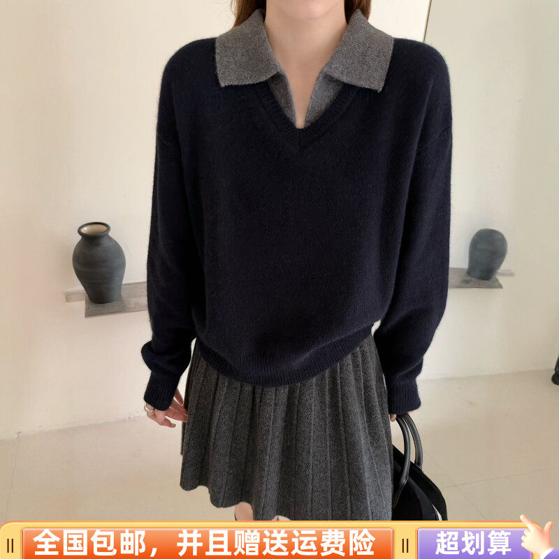 冬季韩版宽松显瘦羊毛套头毛衣