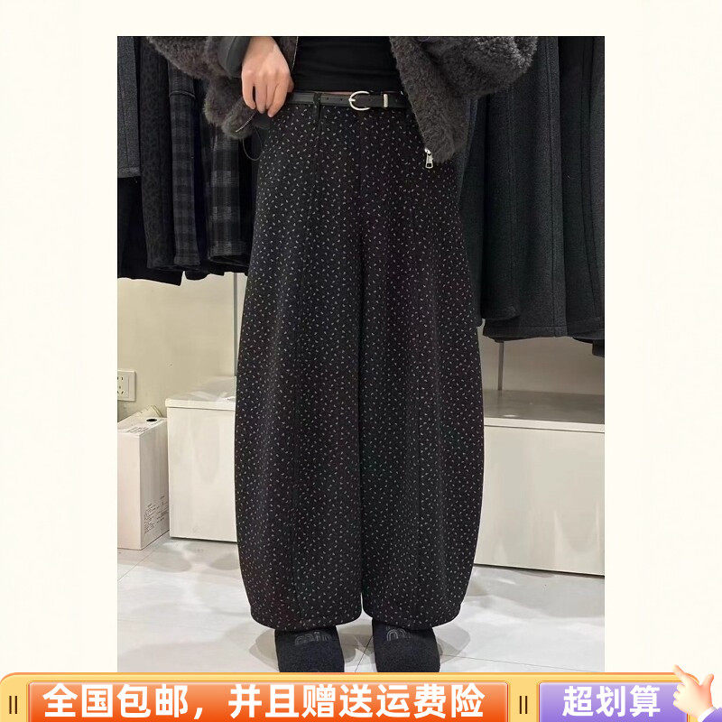 秋季韩版高腰显瘦波点弯刀裤