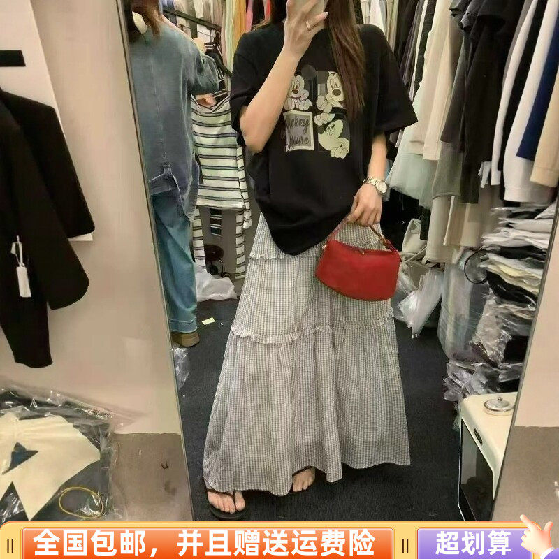 2026春季新品韩版宽松显瘦短袖T恤上衣家半身裙两件套套装时尚女