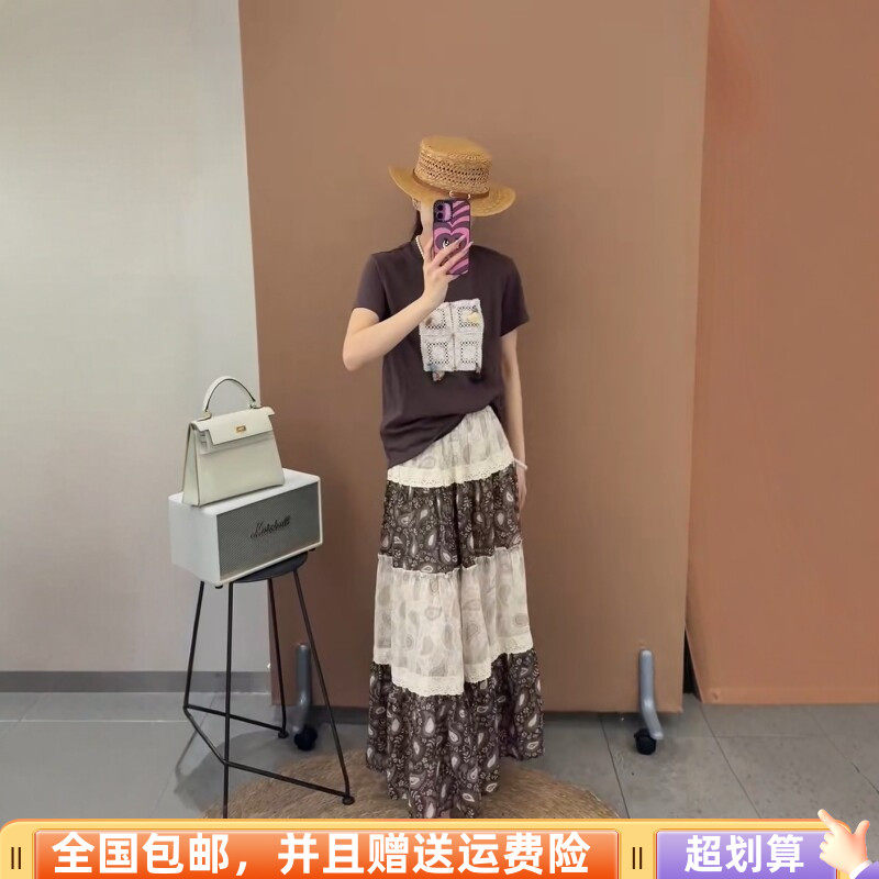 2026夏季新品韩版宽松显瘦短袖T恤加碎花半身裙长裙两件套套装女