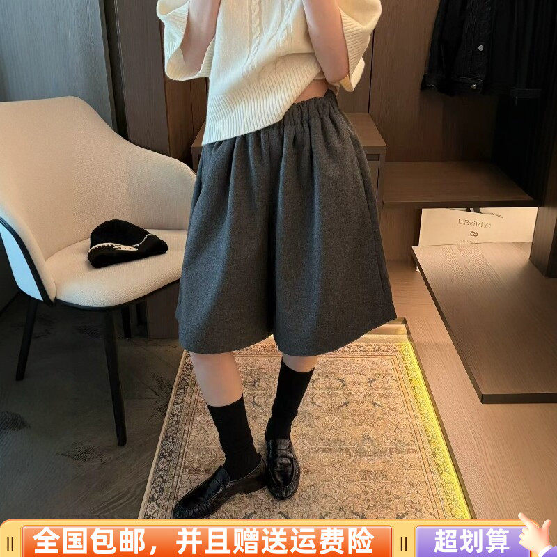 冬季韩版高腰显瘦毛呢五分裤