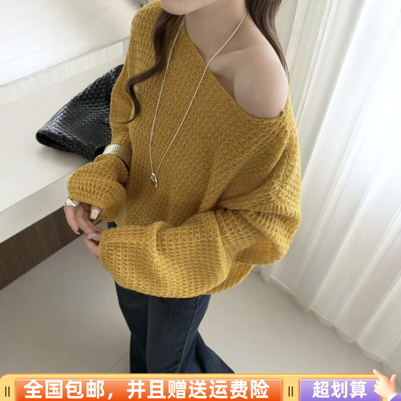 秋季宽松显瘦慵懒风灯笼袖毛衣