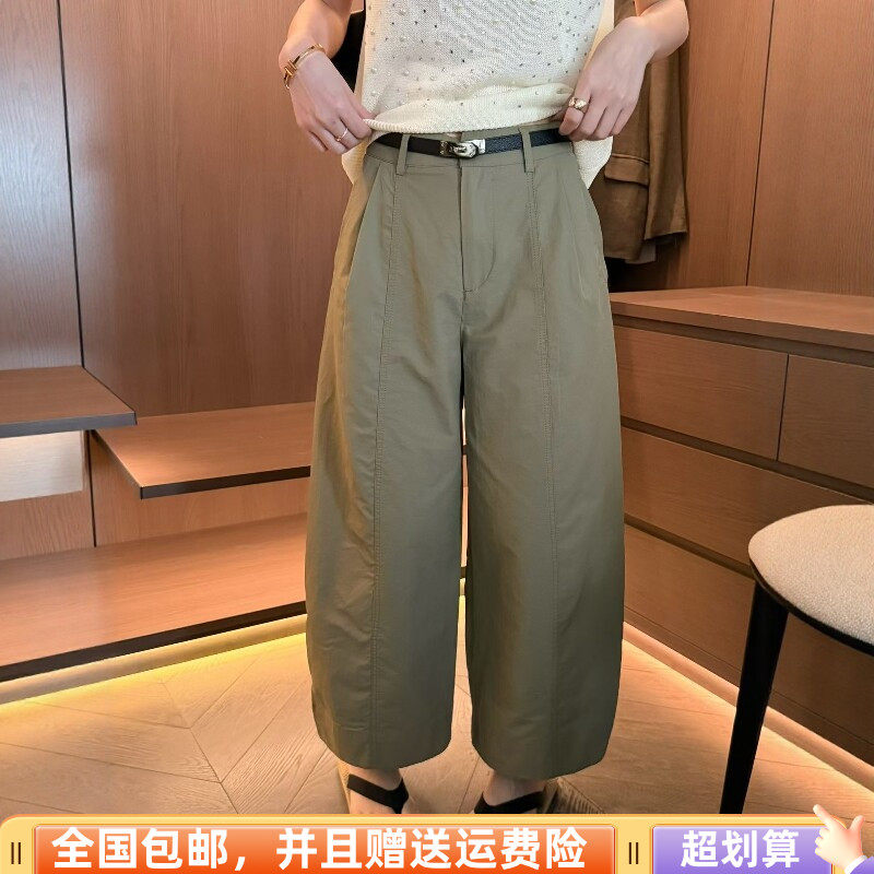 2026夏季新品韩版宽松显瘦休闲裤弯刀裤九分裤高腰配腰带时尚女潮