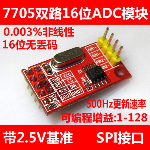 【安富莱】AD7705 双路16位ADC数据采集 PGA SPI接口芯片:TM7705