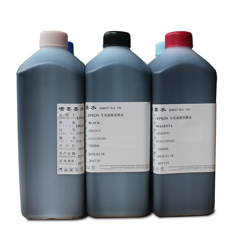 适用兼容EPSON 1390 轻弱溶剂墨水 平板墨水 平板机墨水 1000ML