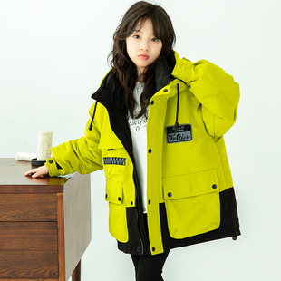 福潴潴儿童羽绒服90白鸭绒冬季女童羽绒加绒加厚男童风衣外套三防