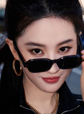 刘亦菲同款潮流街拍凹造型高级感黑色小方框时尚简约防紫外线墨镜