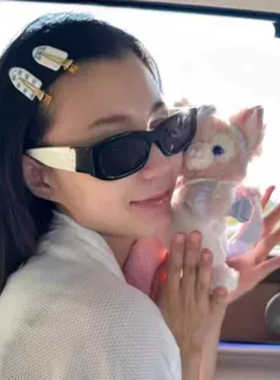 2025熊猫黑白拼色大防紫外线太阳镜女近视有度数ch5525猫眼墨镜潮