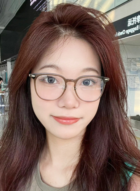 超轻冷茶色眼镜框女冬近视防雾网上可配度数散光平光素颜显瘦镜架