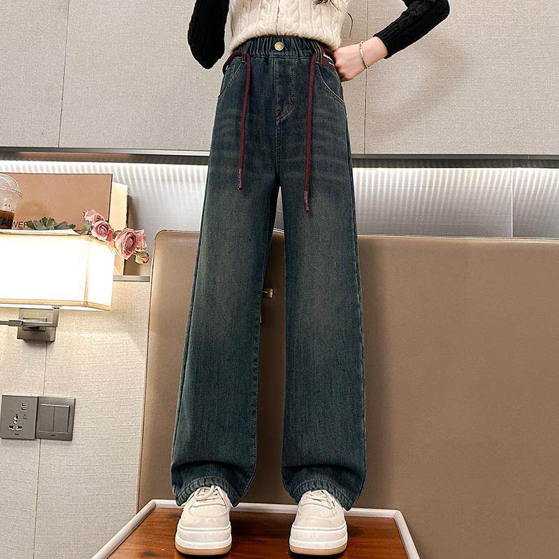 女童牛仔裤春秋2025新款秋装女大童时尚直筒阔腿长裤学生裤子女孩